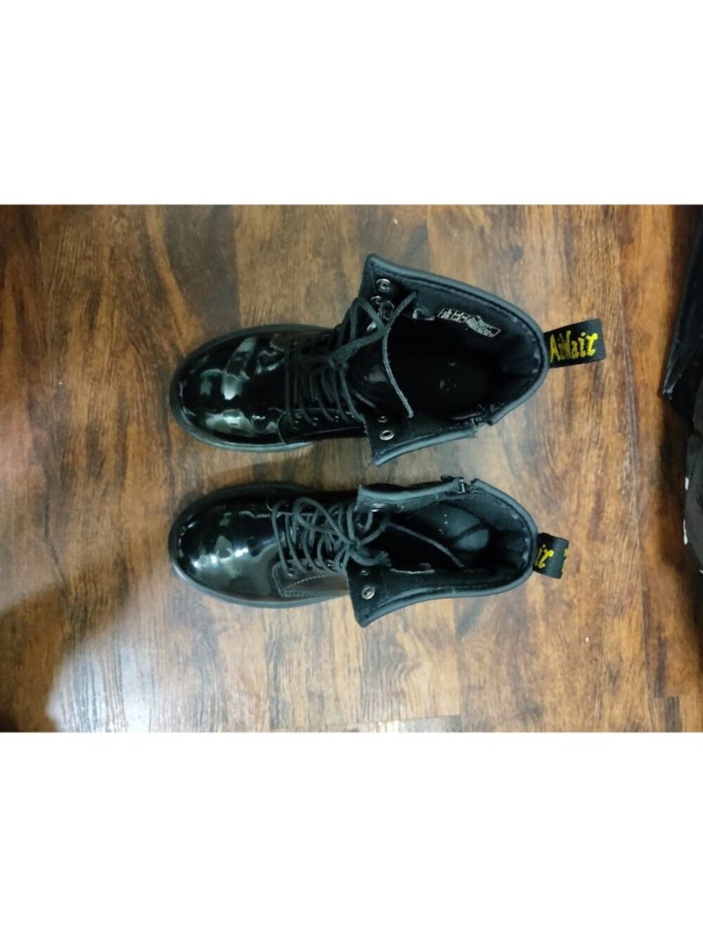 Doc Dr Martens Patent Leather Ankle Combat Boots Black Unisex Kids Size 4M/5W - Picture 11 of 11